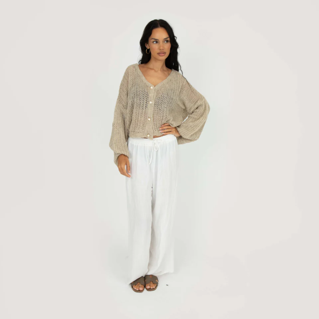 Lochstrick Strickjacke für Damen | Feines Musterdetail