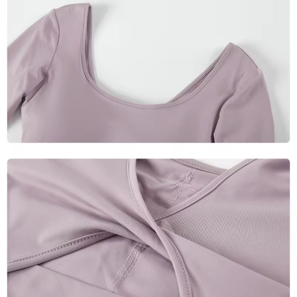 Women's Open-Back Yoga Crop Top | Long sleeve gym shirt