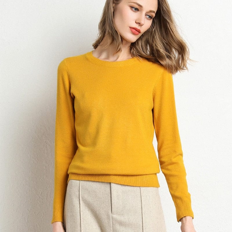 Damen Pullover aus Strick | Klassischer Rundhalsausschnitt