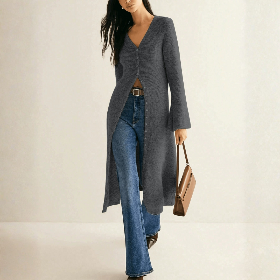 Damen Strickjacke mit V-Ausschnitt | Geschichteter Look