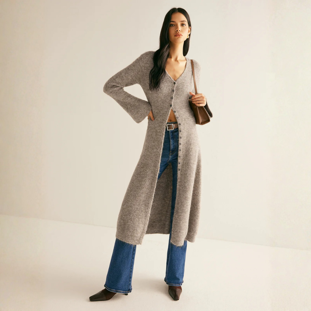 Damen Strickjacke mit V-Ausschnitt | Geschichteter Look