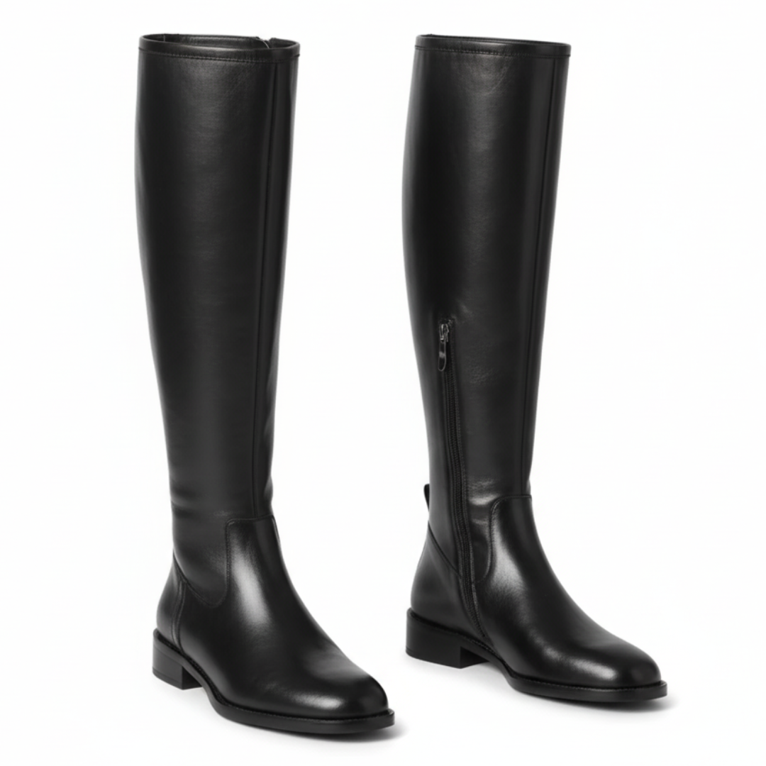 Damenstiefel mit Obermaterial | Niedriger Blockabsatz