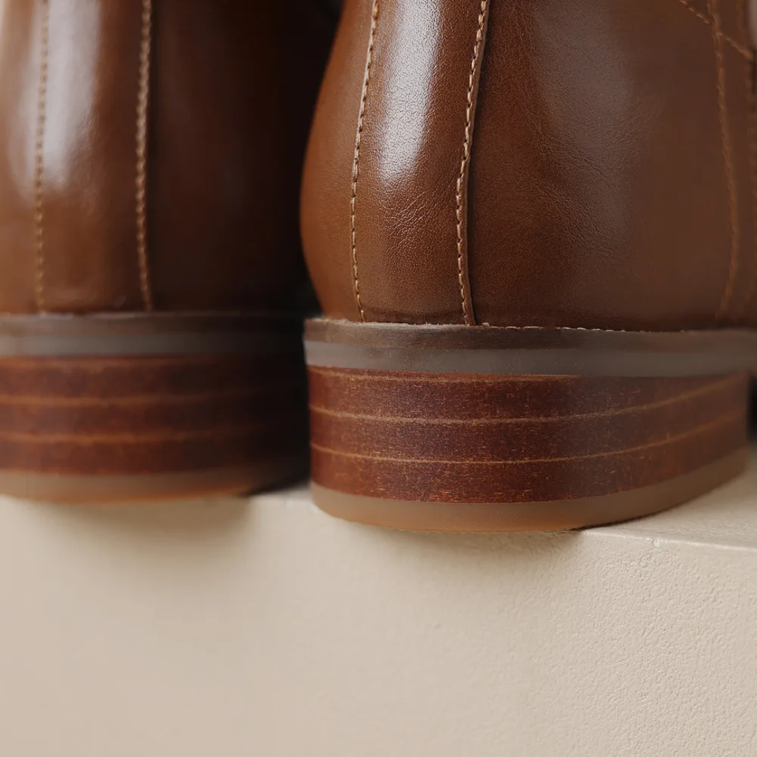 Damenstiefel mit Obermaterial | Niedriger Blockabsatz