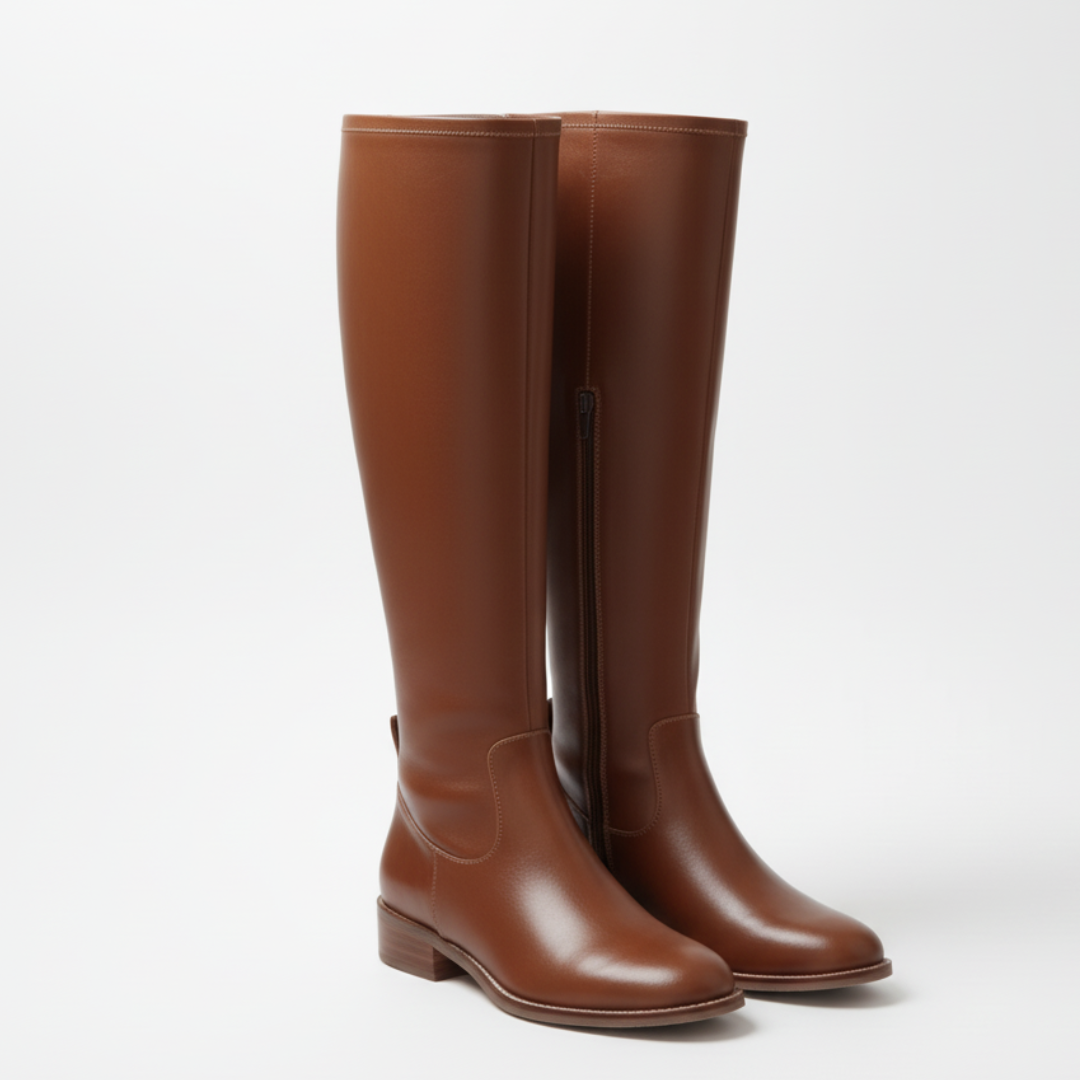 Damenstiefel mit Obermaterial | Niedriger Blockabsatz