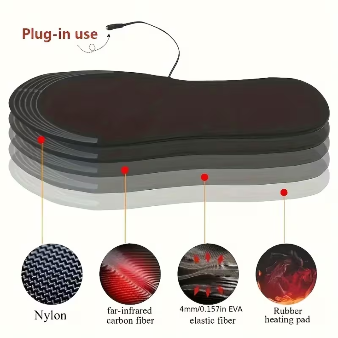 Elektrisch beheizte Einlegesohlen für Unisex | USB Anschluss