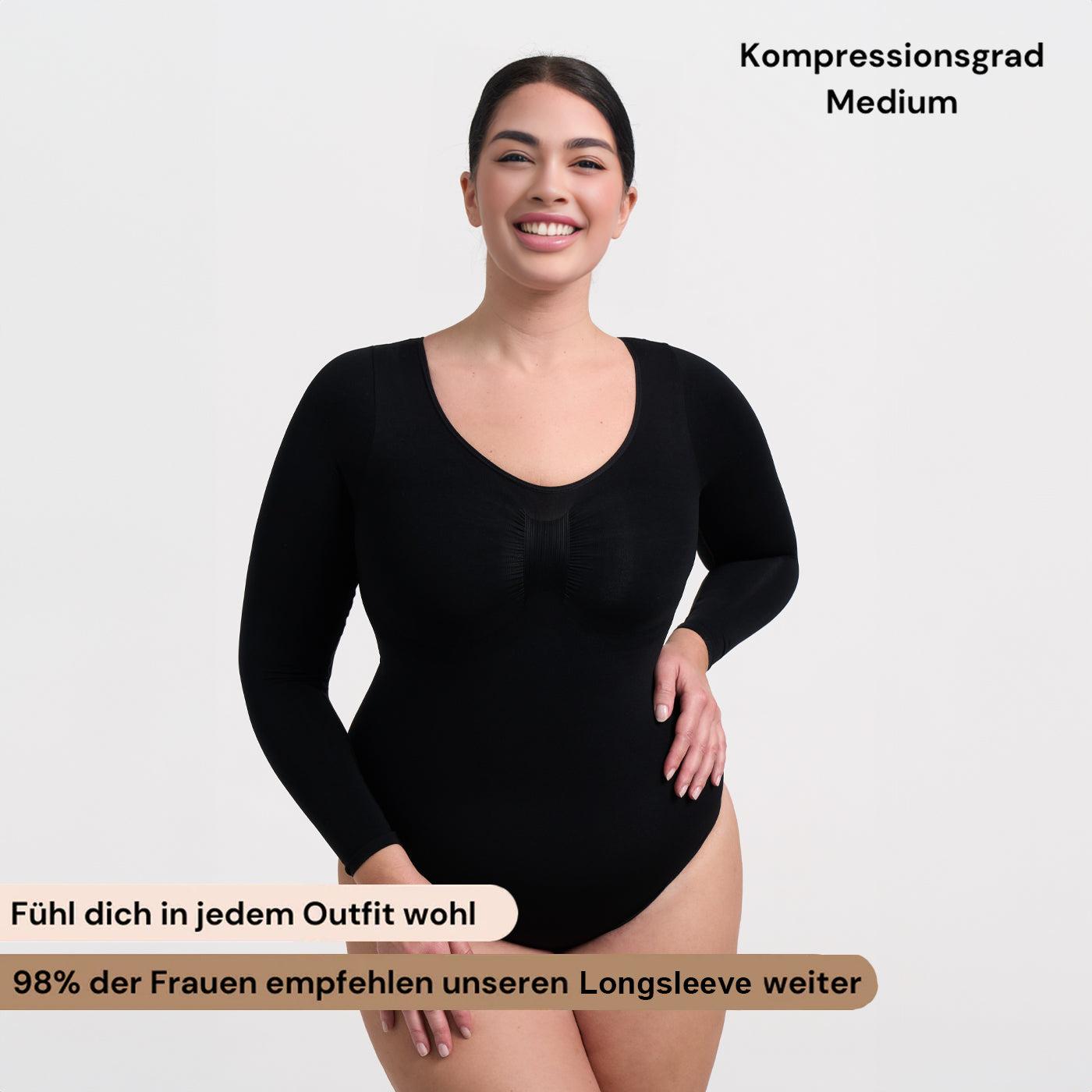 Bodysuit sculpting shapewear long sleeve with briefs
