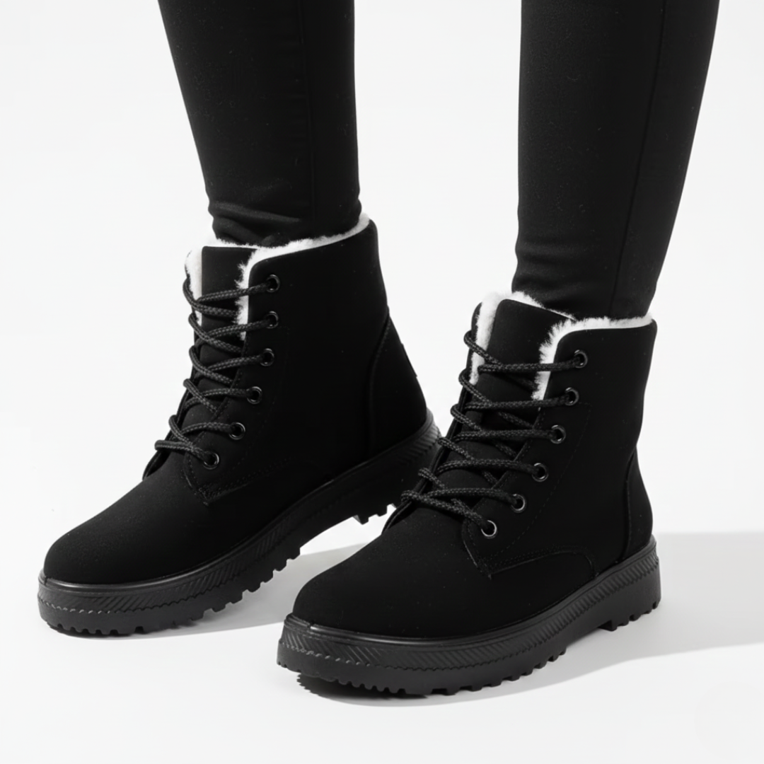 Gefütterte Damenstiefel | Kurzschaft mit Schnürung