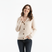 Gerippte Strickjacke mit Knöpfen für Damen | Feinstrick-Stil