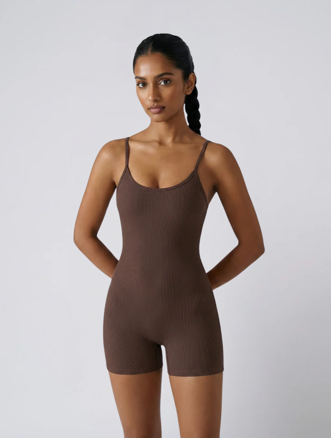 Seamless Ribbed Bodysuit for Women – Scoop Neck Stretch Body for Everyday Wear