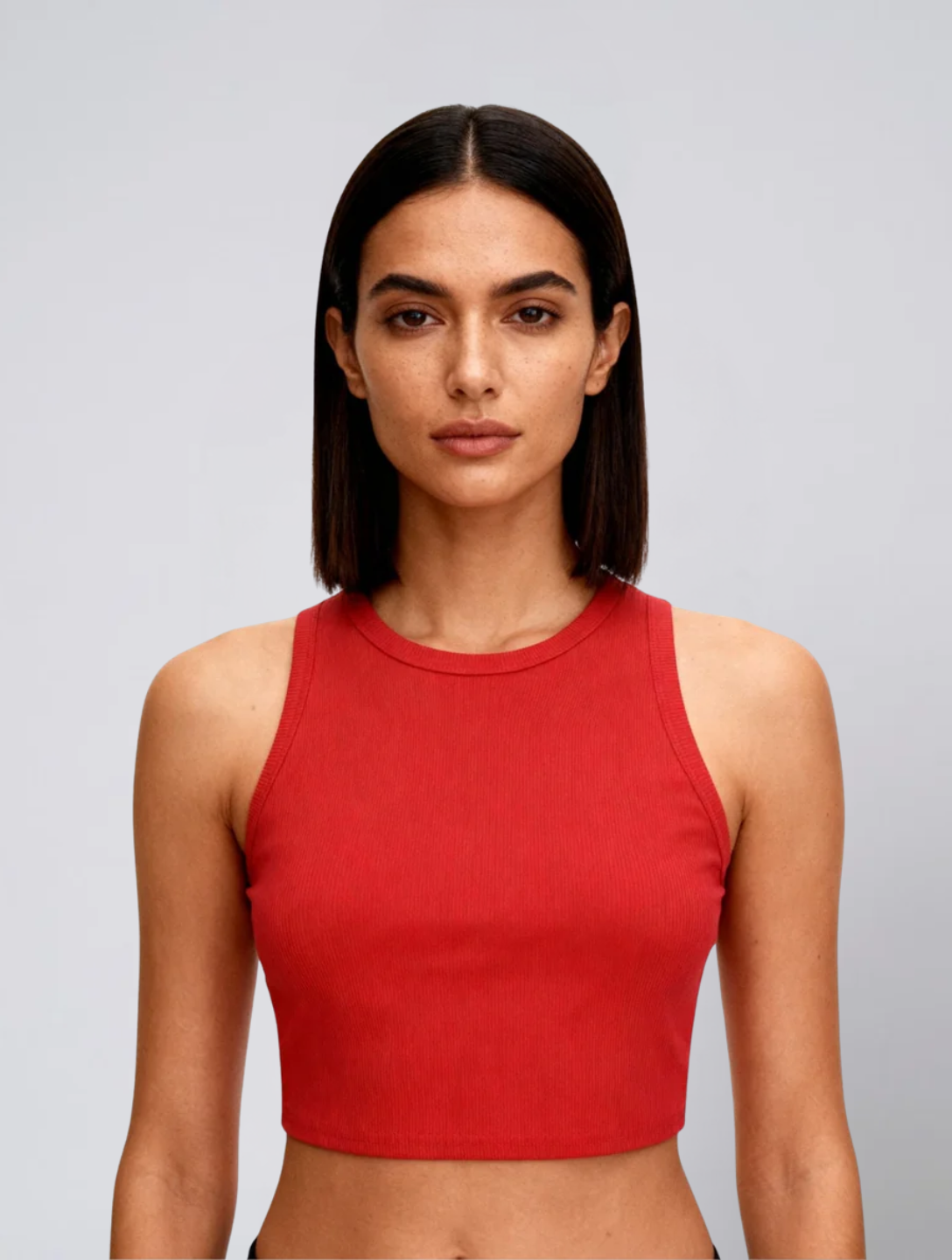 Ribbed Cropped Tank Top for Women – Sleeveless Slim Fit High Neck Crop Top