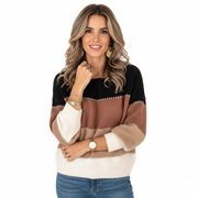 Gestreifter Damen Pullover | Strickdesign mit Mehrfarbmuster