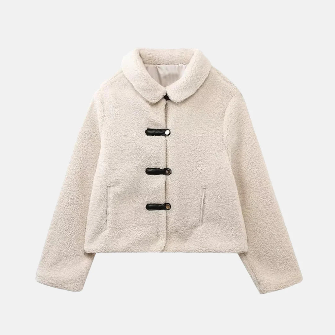 Kurz geschnittener Fleecejacke für Damen | Knebel- und Pattentaschen