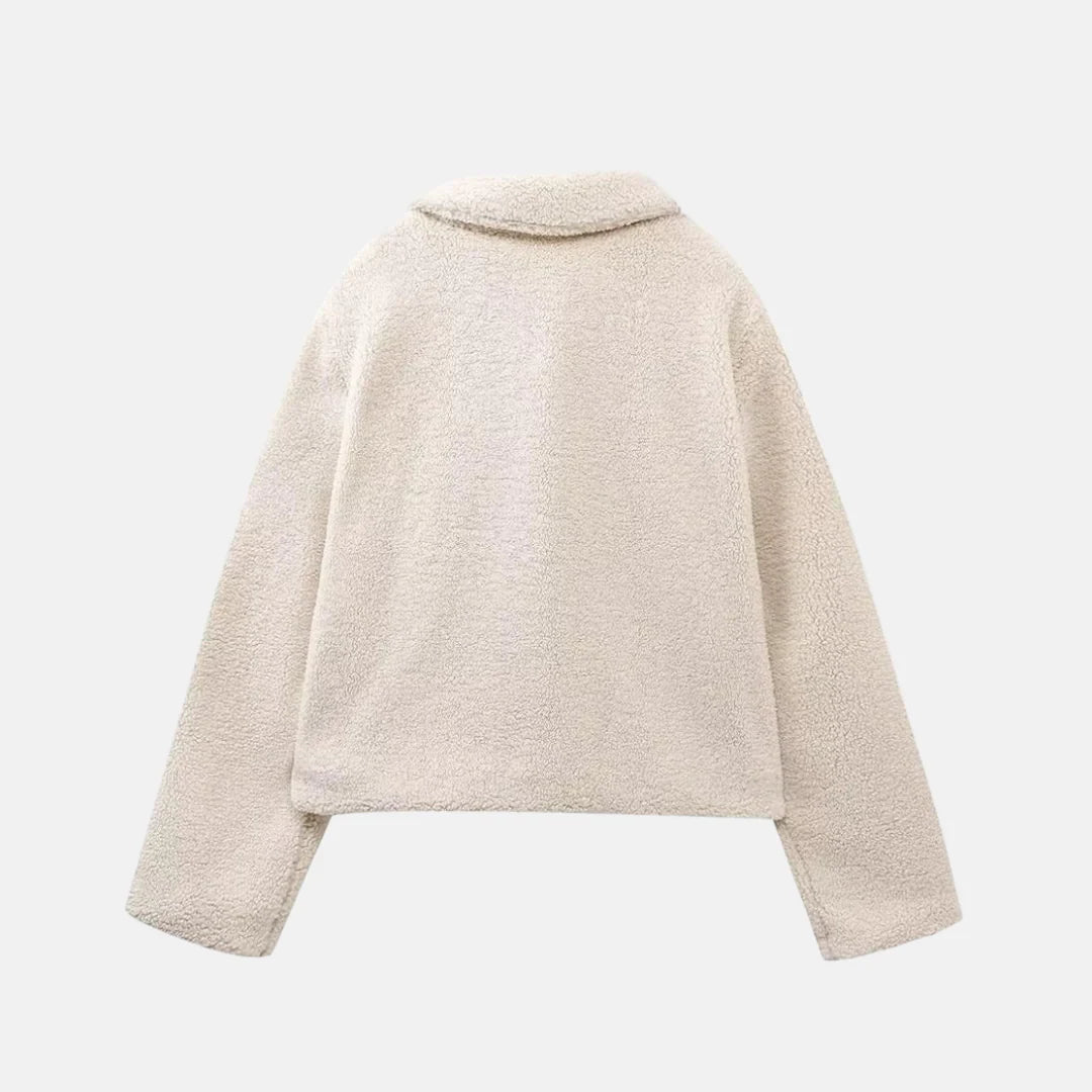 Kurz geschnittener Fleecejacke für Damen | Knebel- und Pattentaschen