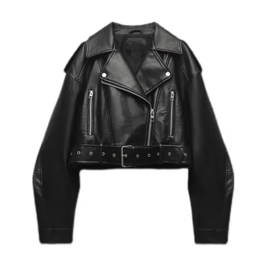 Kurze Bikerjacke für Damen | Reißverschlussdetails