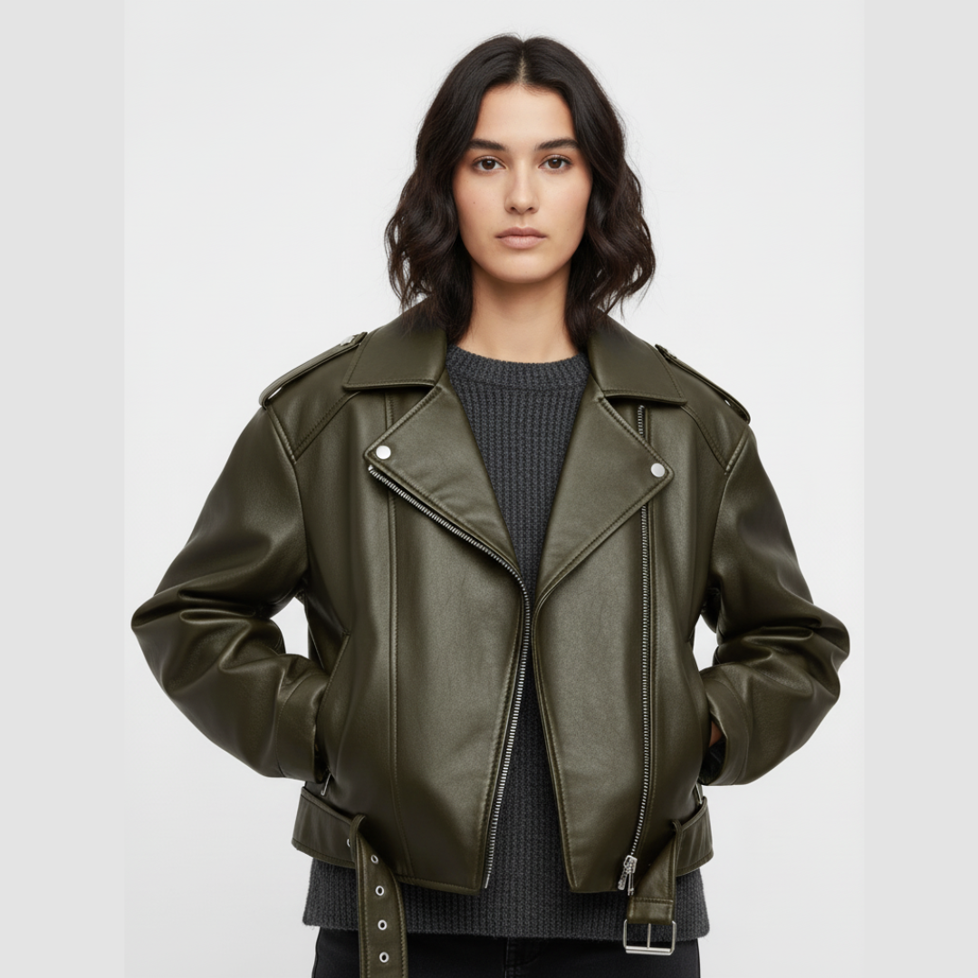 Kurze Bikerjacke für Damen | Reißverschlussdetails