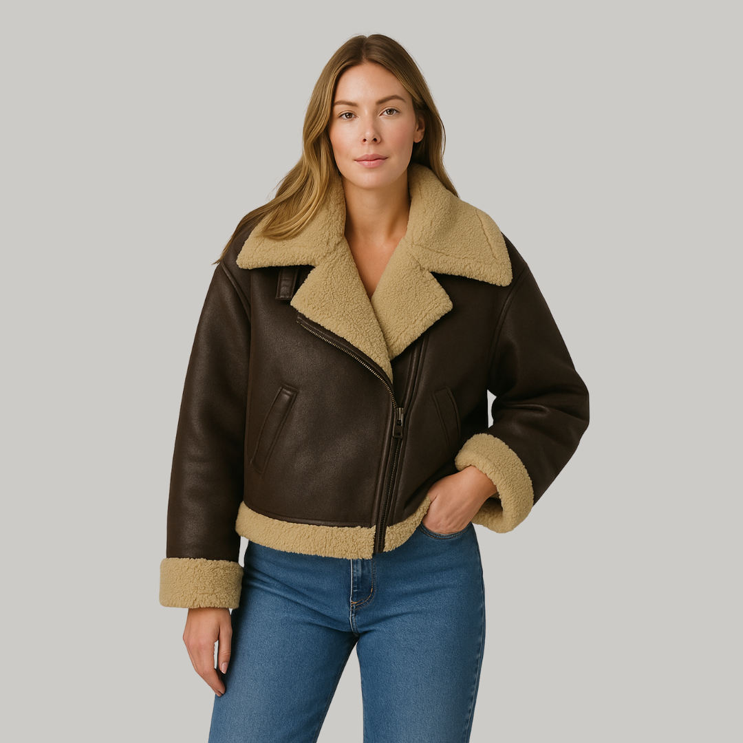 Kurzjacke für Frauen | Reißverschluss mit Taschen