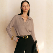 Lässiges Damen-Top mit Kragen | Rippstrick