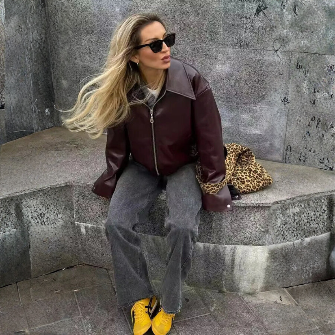 Lederjacke für Damen | Mit Reverskragen