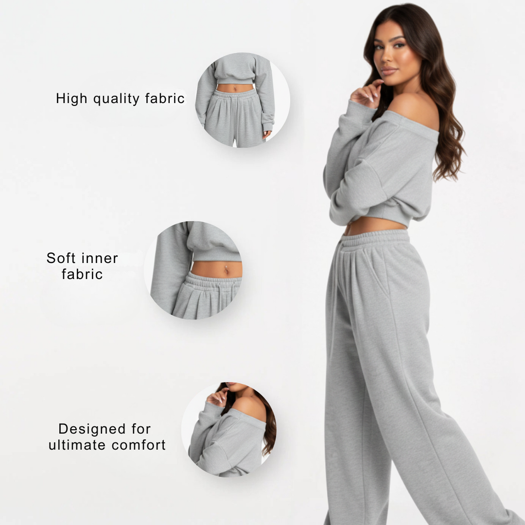 Zweiteiliger Trainingsanzug für Damen | Schulterfrei