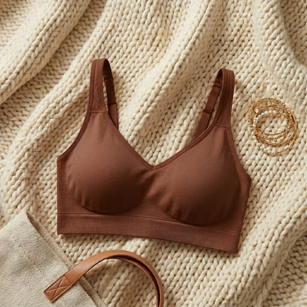 Seamless Full Coverage Bra for Women – Wireless Comfort Support Bra with Adjustable Straps