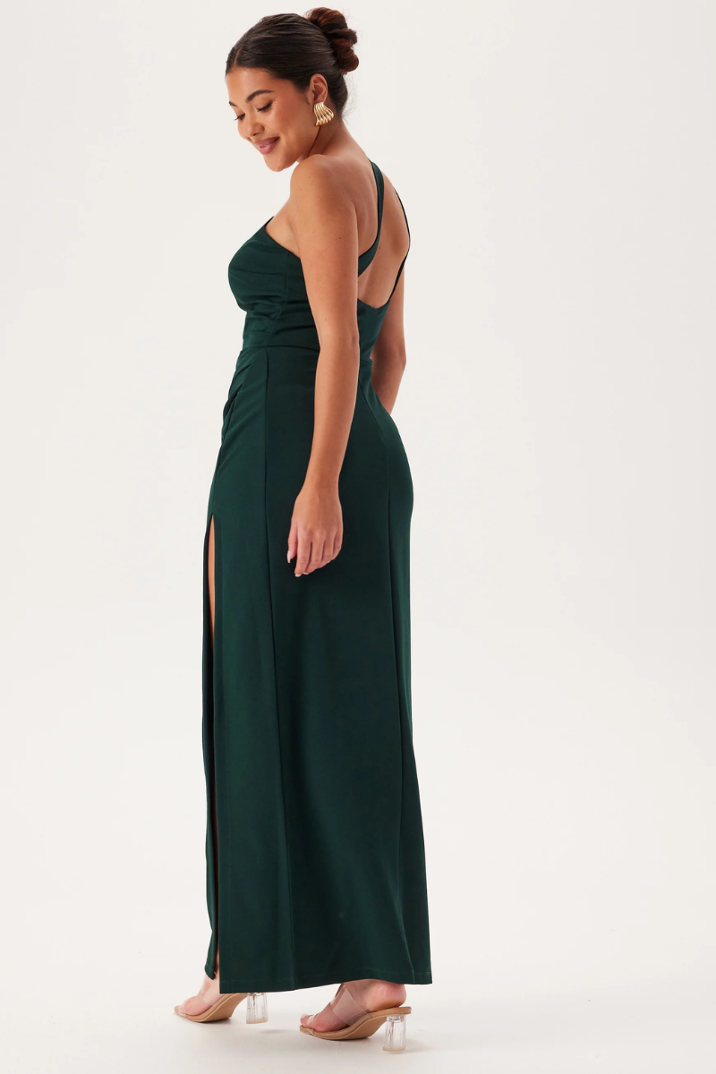 One Shoulder Maxi Dress for Women – Jersey Evening Dress with High Split
