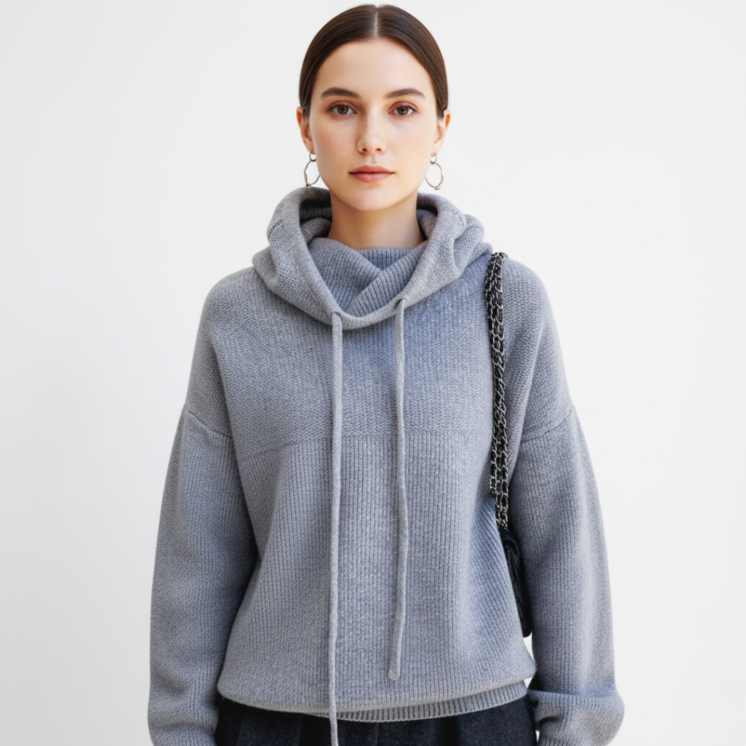 Damen Strickpullover | mit Kapuze