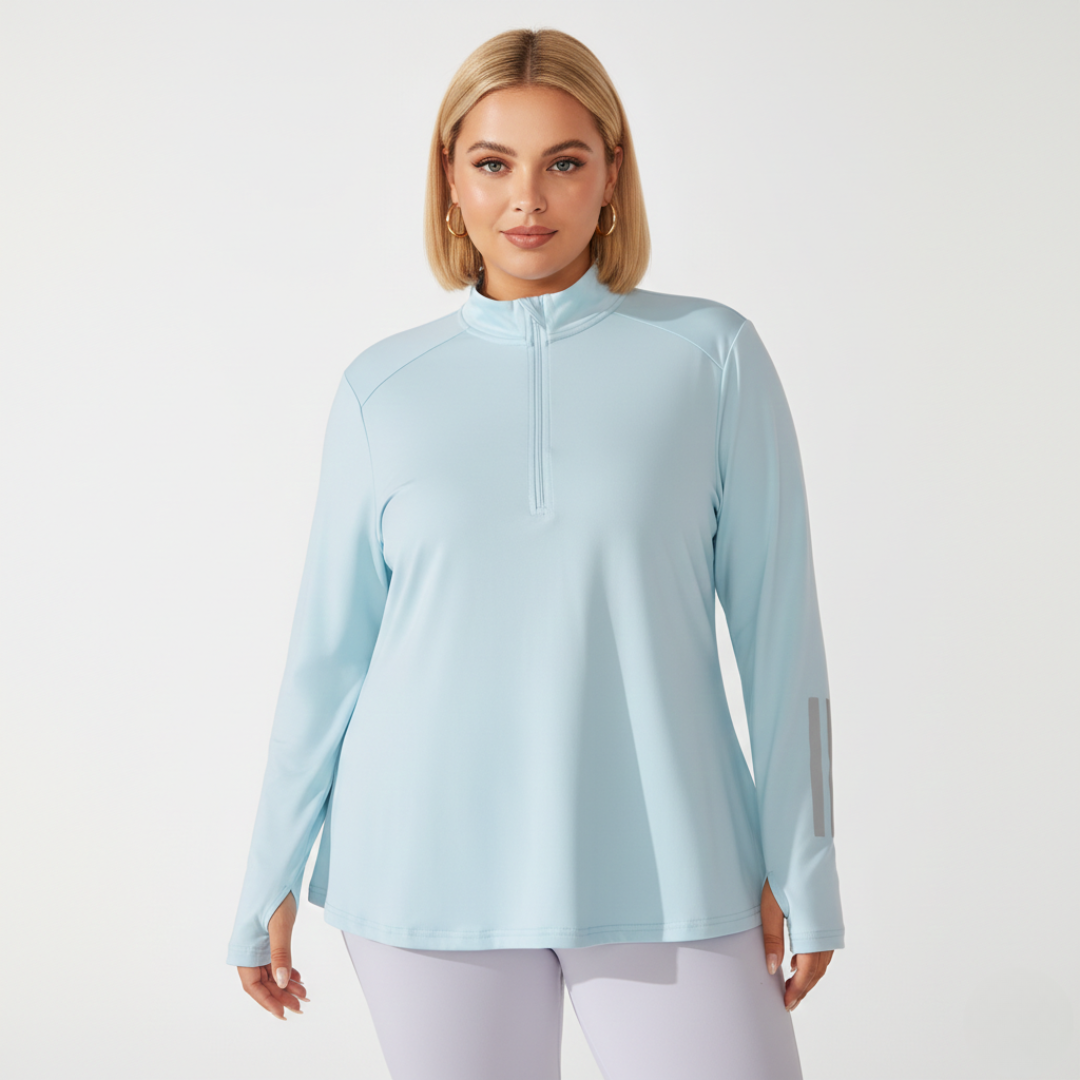 Plus-Size-Halbzip-Oberteil für Damen