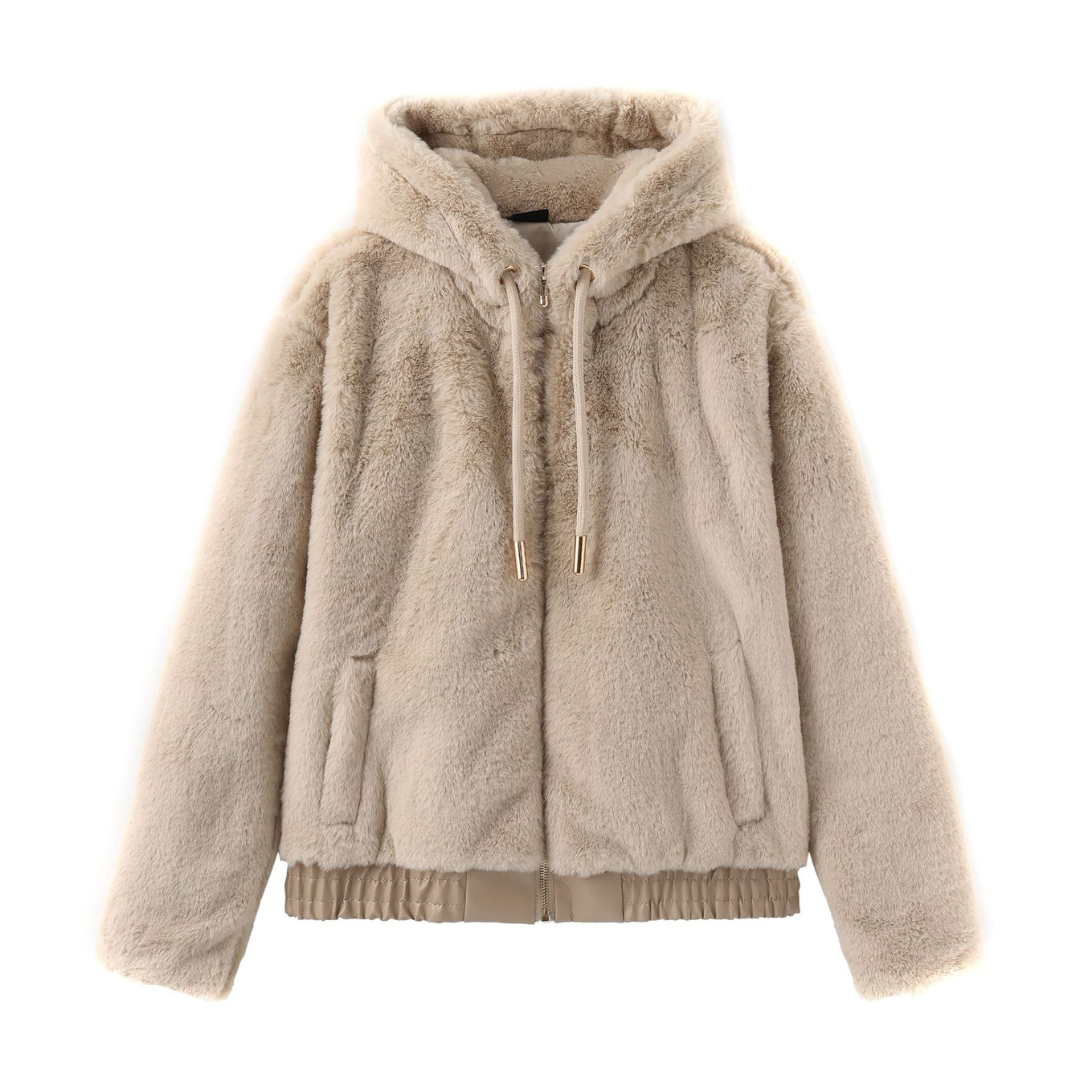 Women's Plush Teddy Jacket | With Hood and Zipper