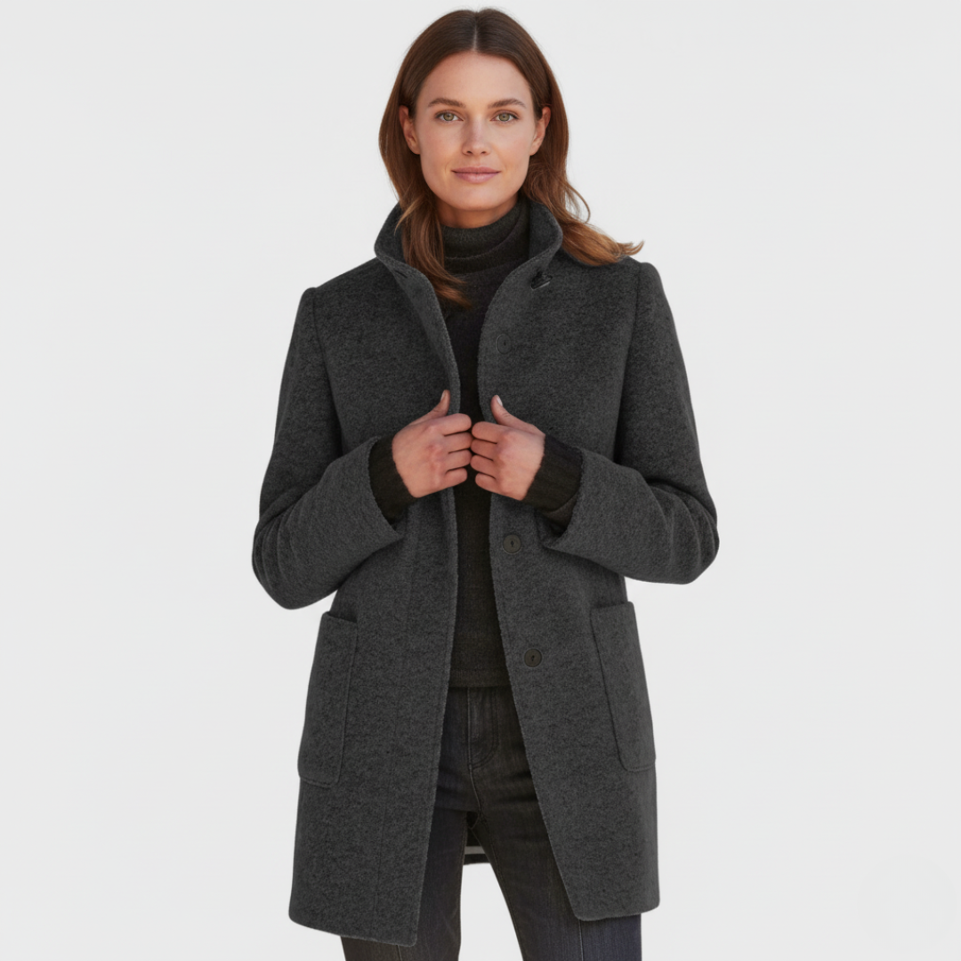 Eleganter Langer Mantel mit Knöpfen