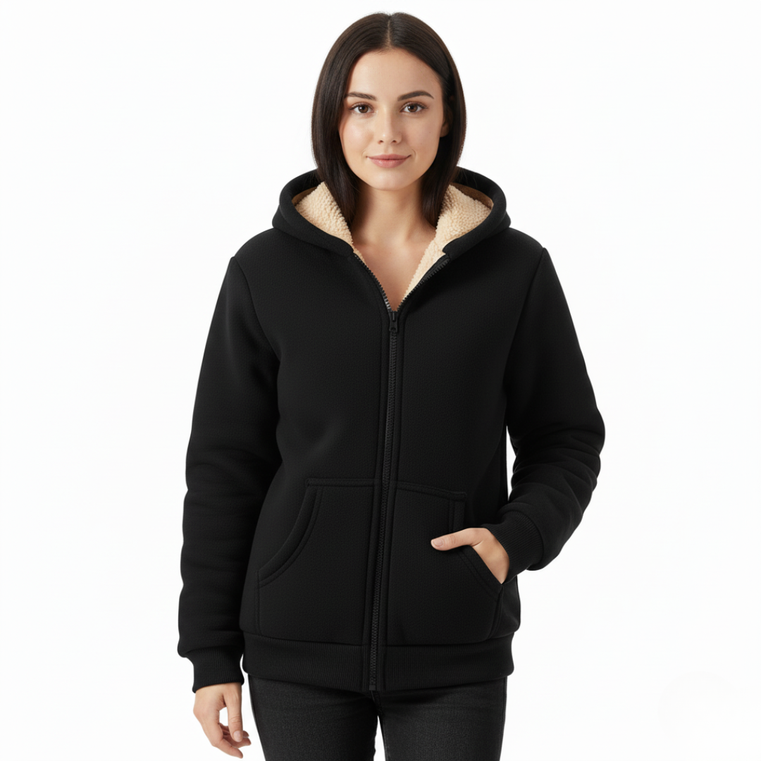 Damen jacke | Fleece Hoodie mit Reißverschluss