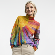 Pullover Damen | Rollkragen Mit Farbenreichem Muster