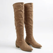 Overknee-Stiefel mit niedrigem Absatz für Damen | Pull-On