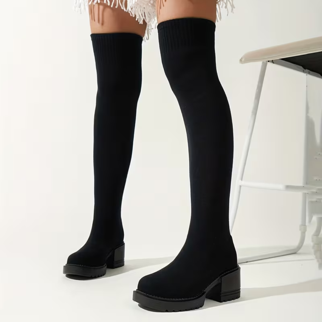 Overknee-Stiefel mit Absatz für Damen | Elastischer Schaft