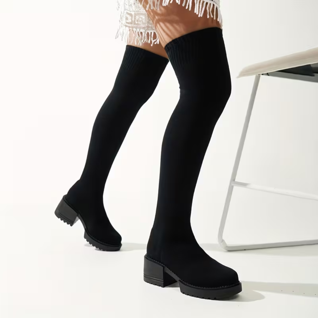 Overknee-Stiefel mit Absatz für Damen | Elastischer Schaft