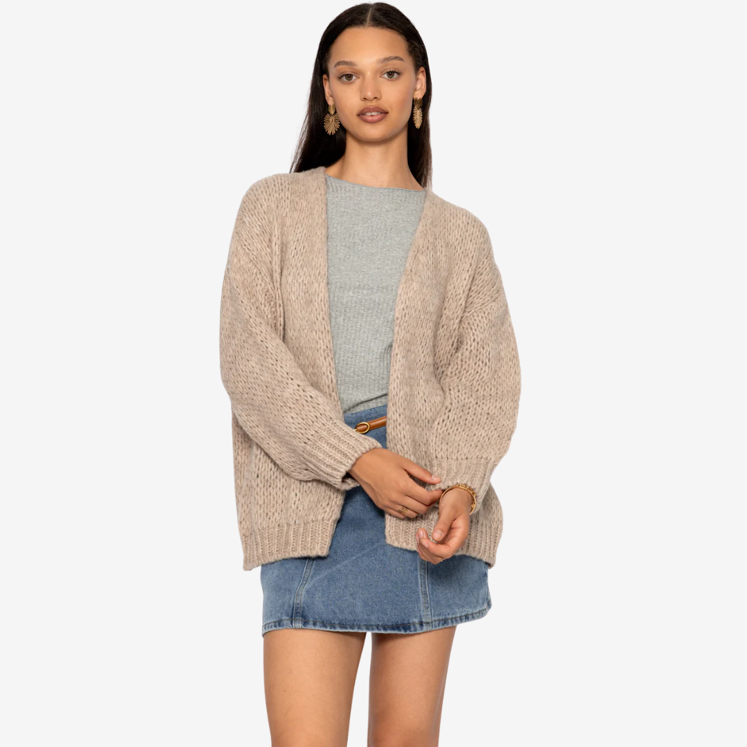 Oversized Strickjacke für Damen | Offenes Design vorn