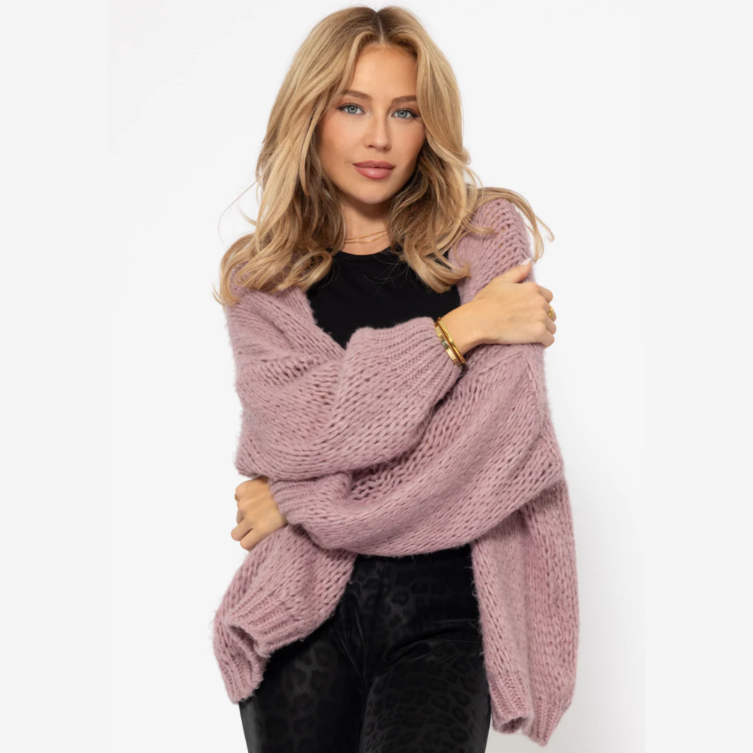 Oversized Strickjacke für Damen | Offenes Design vorn