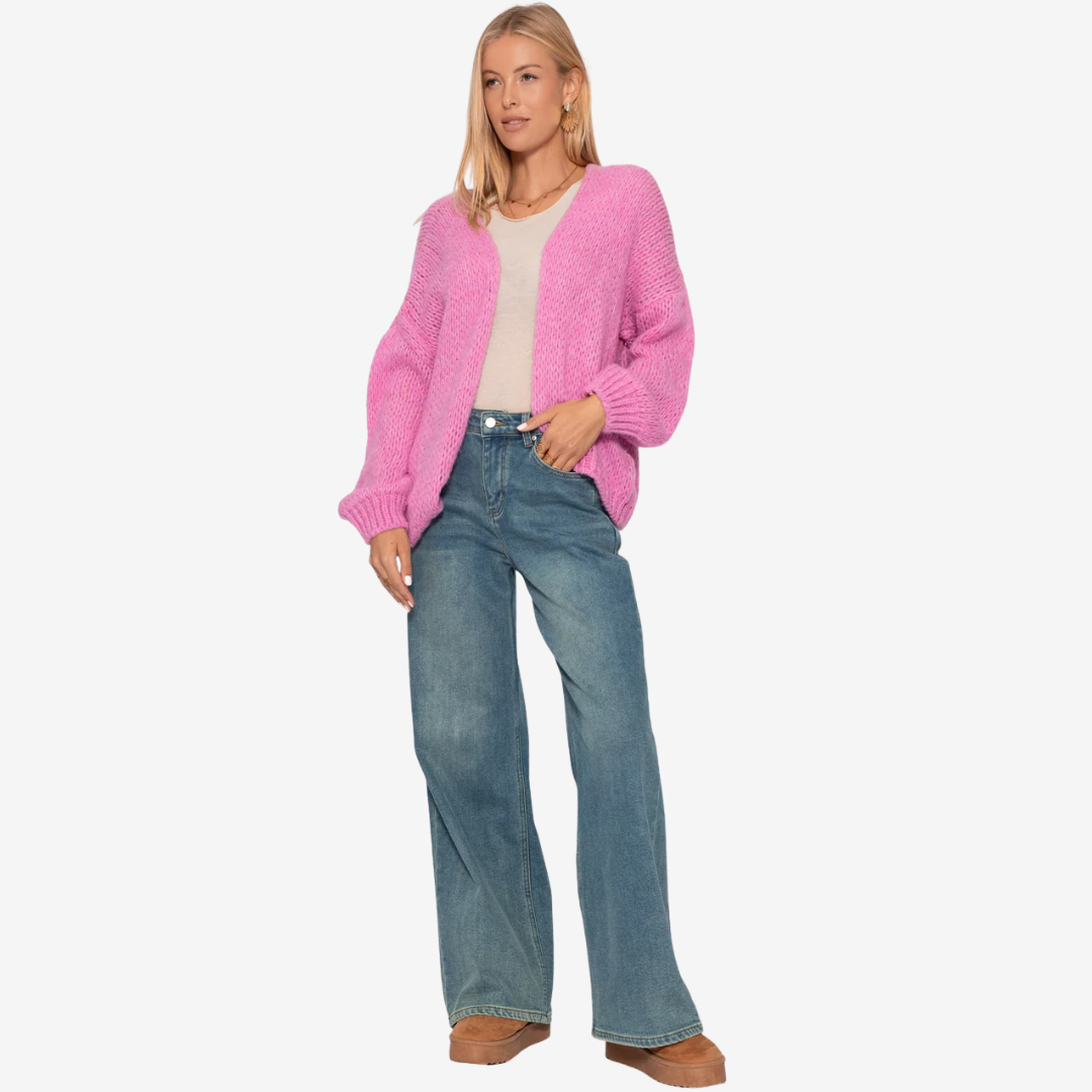 Oversized Strickjacke für Damen | Offenes Design vorn