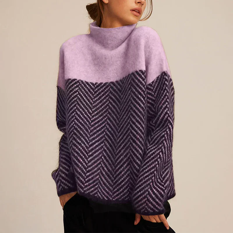 Pullover Damen | Strickpullover mit Fischgrätenmuster