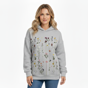 Pullover Damen | Mit Blumendruck und Kapuze