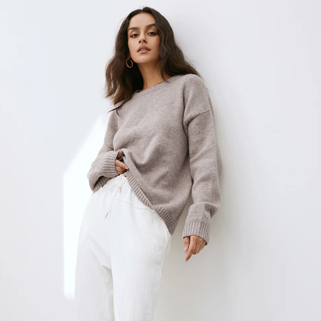 Pullover mit Wolkenmuster für Damen | Rundhalsausschnitt