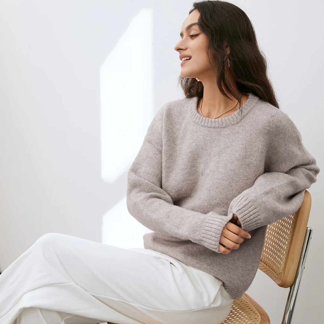 Pullover mit Wolkenmuster für Damen | Rundhalsausschnitt