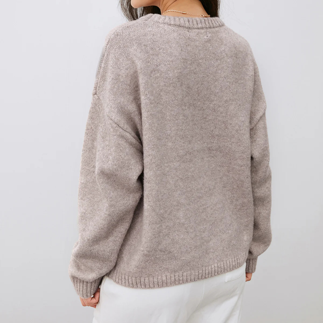 Pullover mit Wolkenmuster für Damen | Rundhalsausschnitt