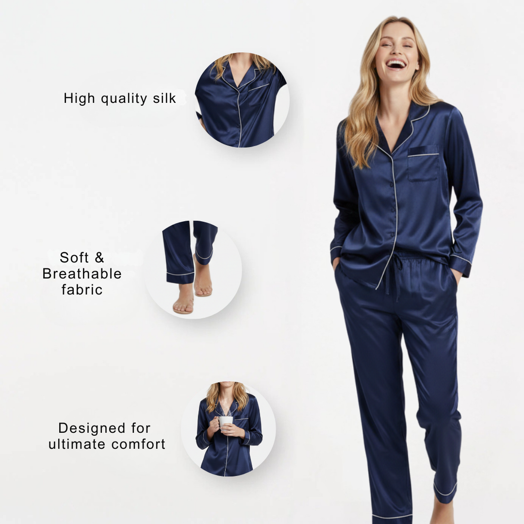 Seiden-Nachtwäsche Pyjama Set für Damen | Oversize Passform