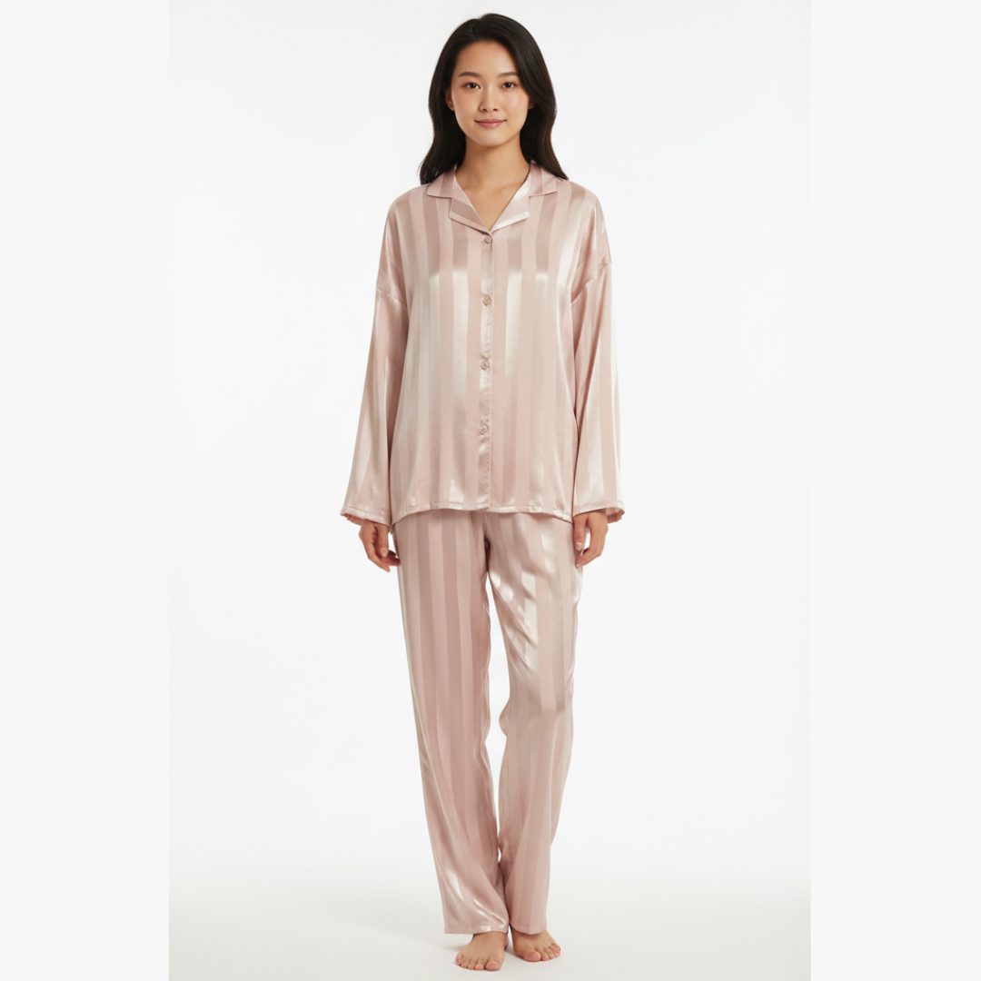 Pyjamas für Damen | Gestreiftes Langarm Set