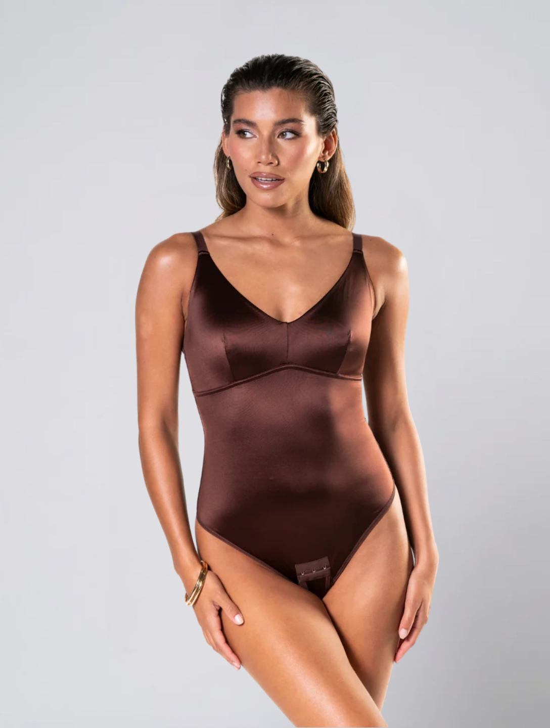 Satin Bodysuit for Women – Smooth Stretch Body with Adjustable Straps