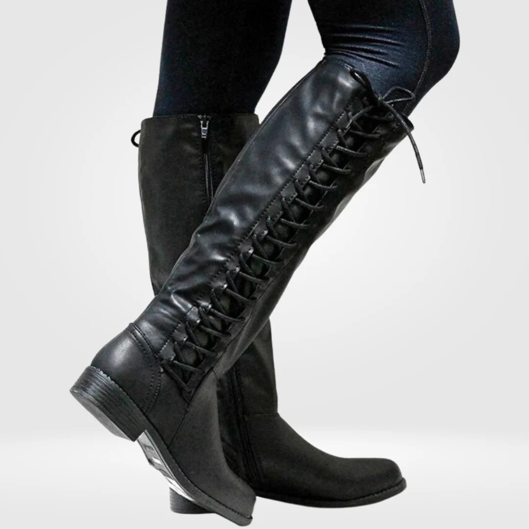 Lace-up boots for women | High shaft. Side zip