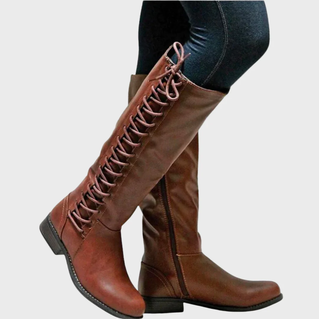 Lace-up boots for women | High shaft. Side zip