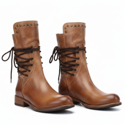 Lace-up boots for women | Calf height low heel vintage style