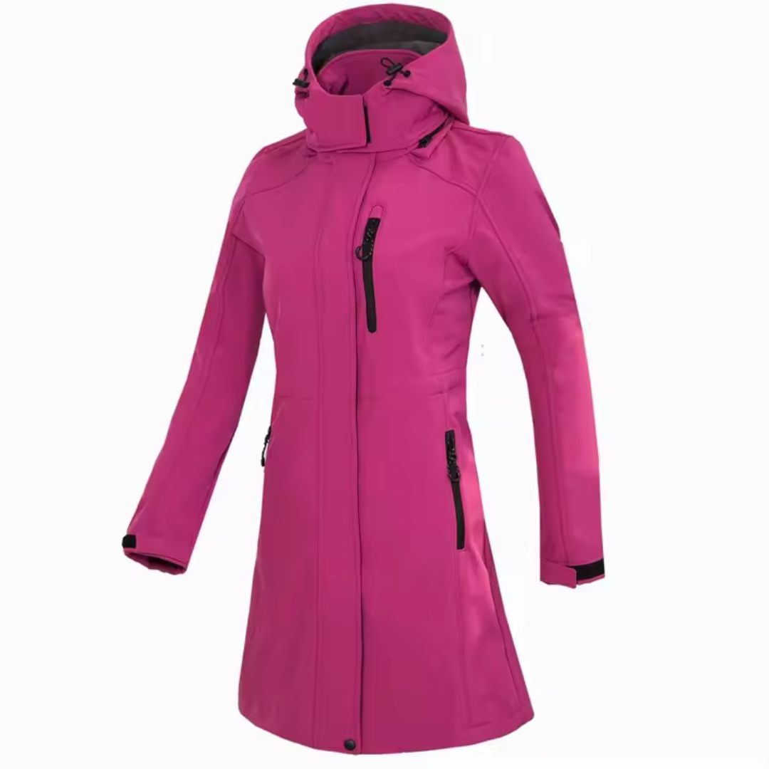 Lange Softshell Jacke Damen | Mit Fleecefutter für Outdoor