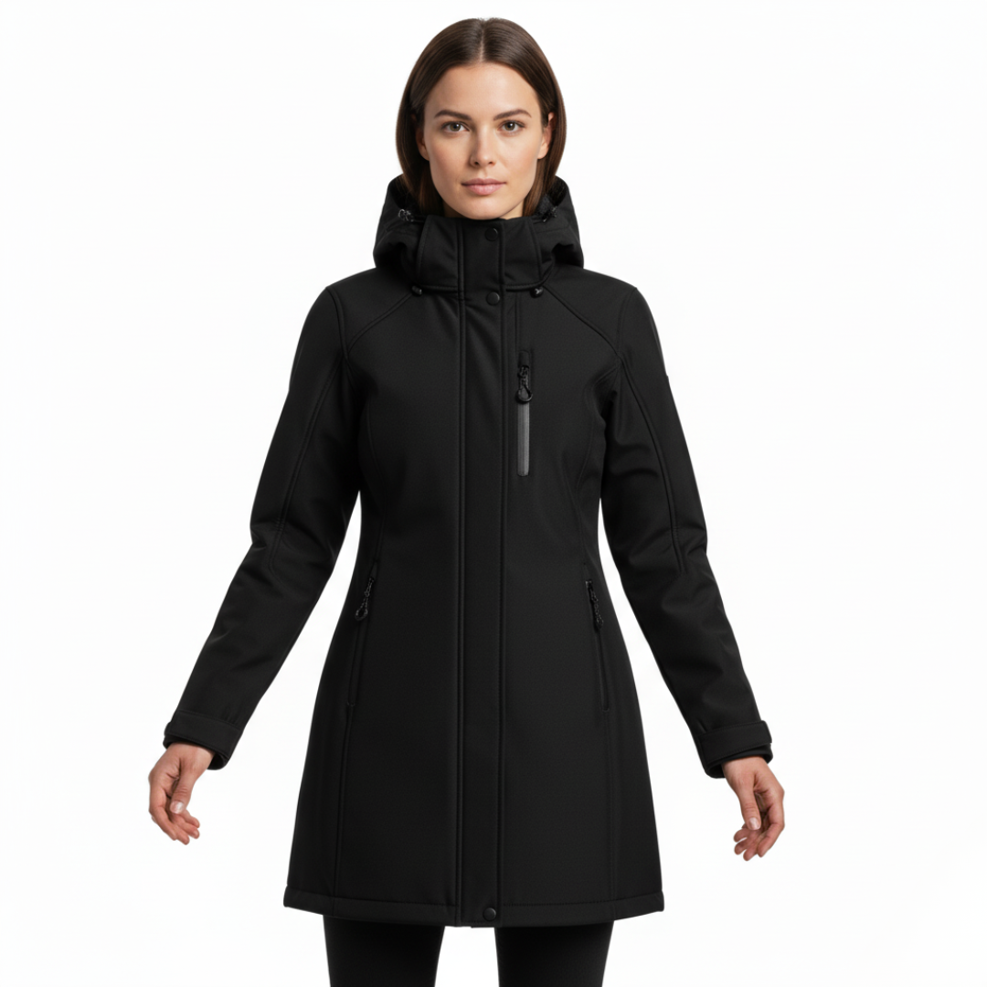 Lange Softshell Jacke Damen | Mit Fleecefutter für Outdoor